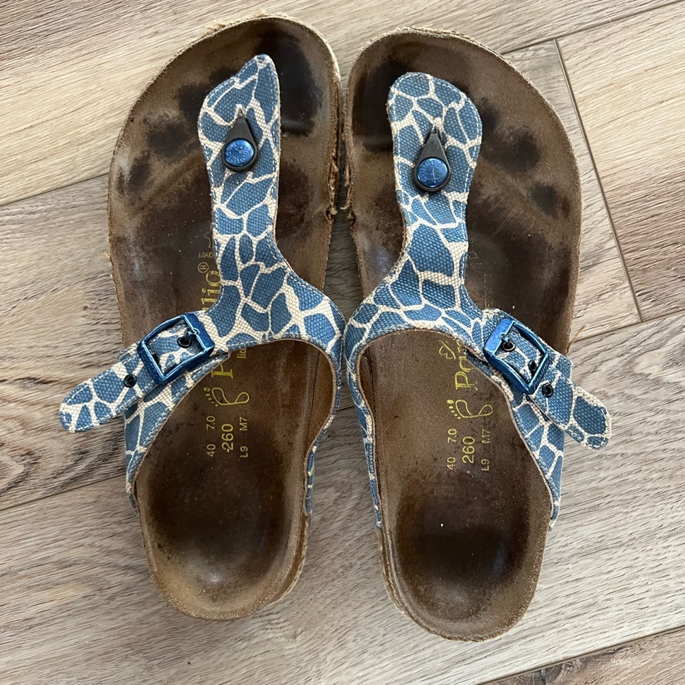 Papillio Blue and White Giraffe Print Sandals